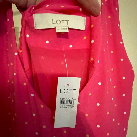 LOFT | Melrose Pink Dotted Criss Cross Back Swing Dress M NWT - Picture 6 of 7